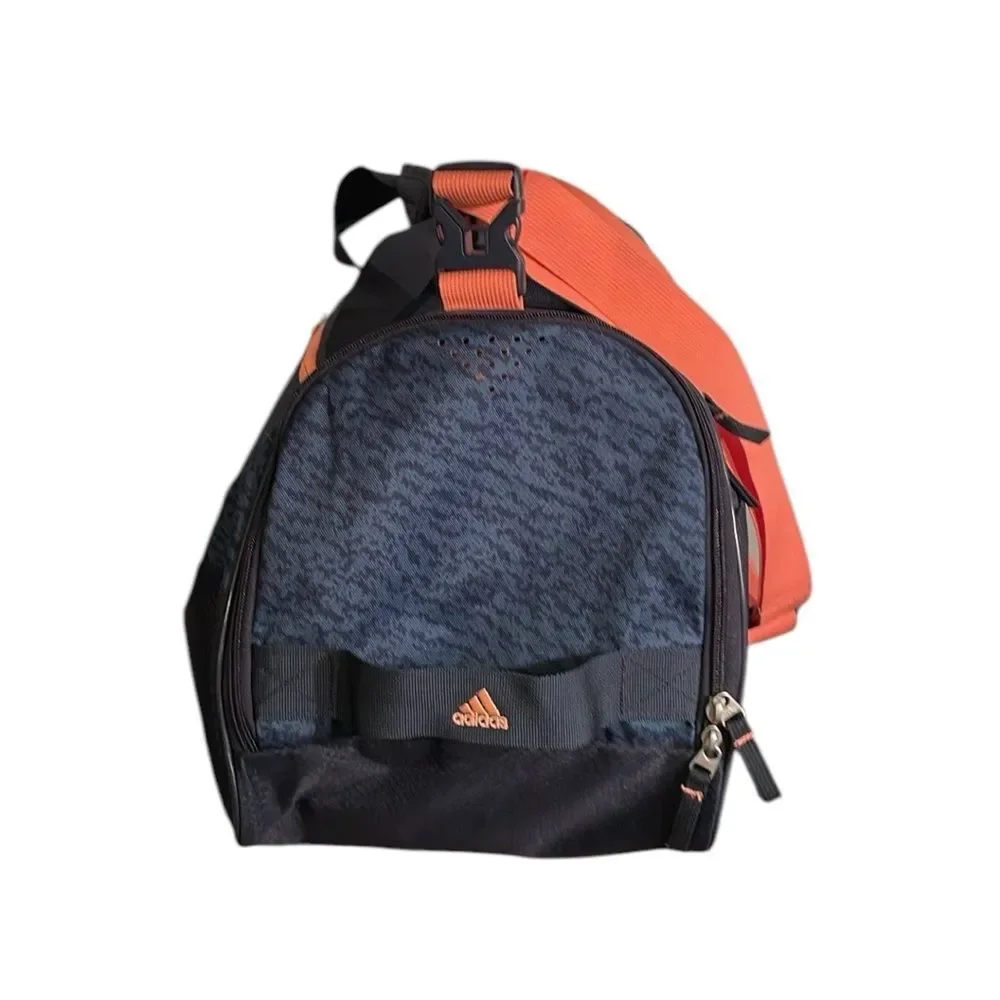 Adidas Blue & Orange Duffle Bag. Has separate inside & outside pockets 19x11x10